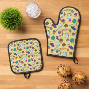 Keuken Bakken Gereedschap en Cupcakes Ovenwant & Pannenlap Set