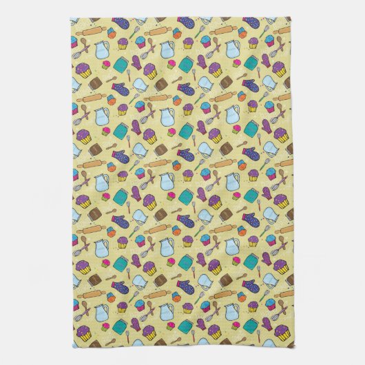 Keuken Bakken Gereedschap en Cupcakes Theedoek (Verticaal)