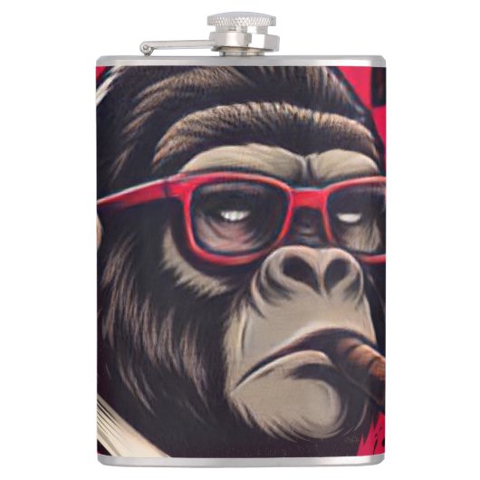 Keuken/Bar Gorilla Baas Vinyl Omwikkelde Flask Heupfles (Voorkant)