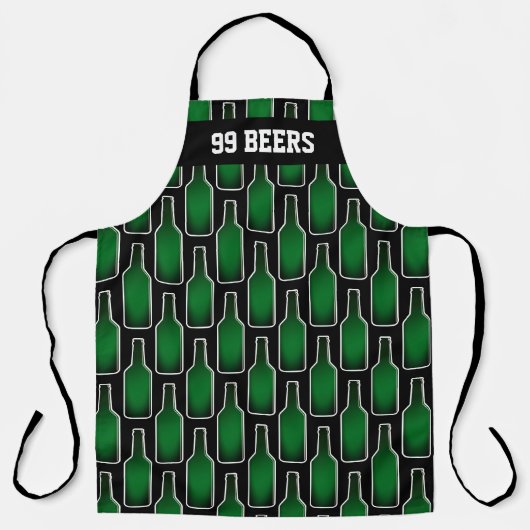Keuken BBQ schort voor mannen met bierflesprint (Voorkant)