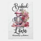  keuken blender roze rozen gebakken met liefde theedoek (Verticaal)