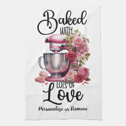 keuken blender roze rozen gebakken met liefde theedoek (Verticaal)