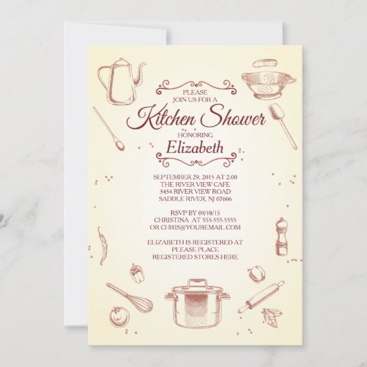  keuken bruids doucheuitnodiging kaart (Voorkant)
