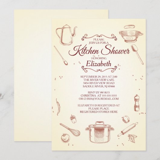 keuken bruids doucheuitnodiging kaart (Voorkant / Achterkant)
