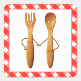 Keuken Bruiloft Borrel Vierkante Sticker