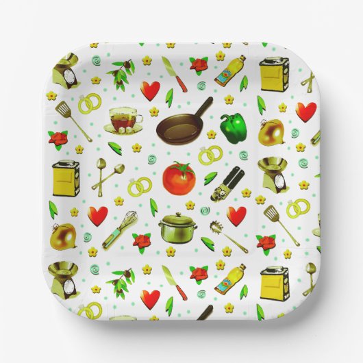 Keuken Bruiloftsborrel Papieren Bordje (Voorkant)