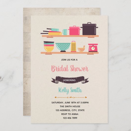 Keuken bruiloftsfeest thema uitnodiging (Voorkant / Achterkant)