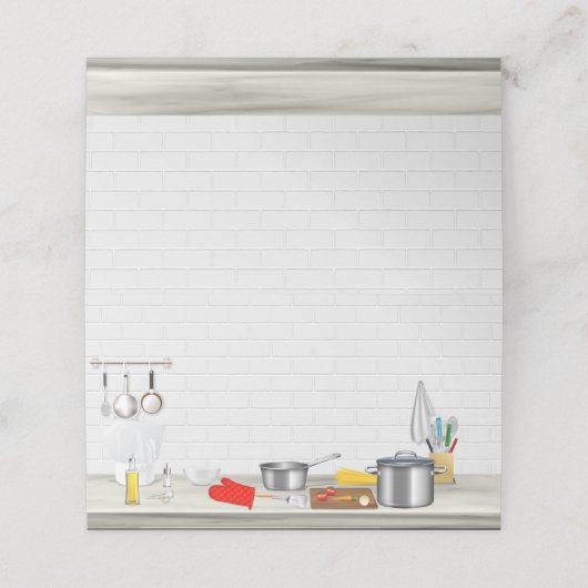 Keuken chef-kok Kookfeest Plaatskaartje (Buitenkant ongevouwen)