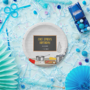 Keuken Chef Koken Verjaardagsfeestje Papieren Bordje