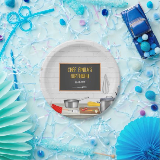 Keuken Chef Koken Verjaardagsfeestje Papieren Bordje (Feest)