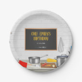 Keuken Chef Koken Verjaardagsfeestje Papieren Bordje (Voorkant)