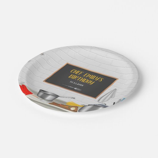 Keuken Chef Koken Verjaardagsfeestje Papieren Bordje (Gekanteld)