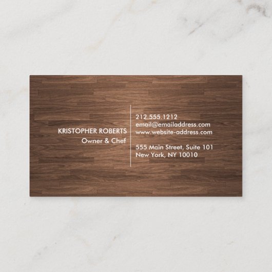 Keuken Collage in Faux Gold en Woodgrain Visitekaartje (Achterkant)
