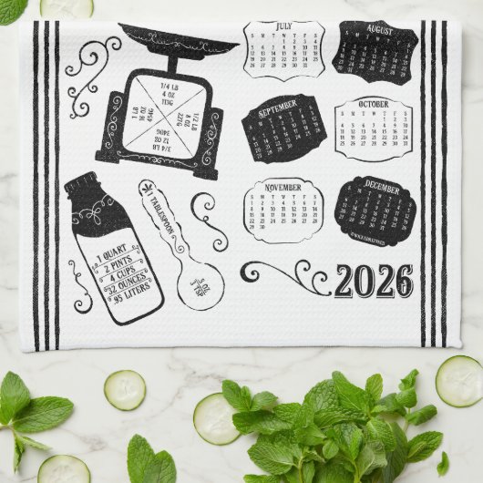 Keuken Conversies 2026 Kalender Theedoek (Gevouwen)