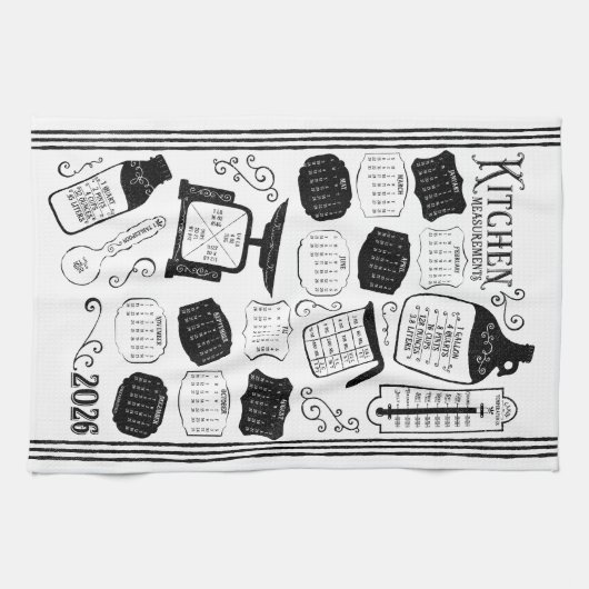 Keuken Conversies 2026 Kalender Theedoek (Horizontaal)