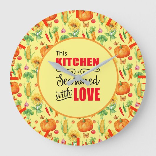 Keuken die zijn gesust met een pluizenpatroon grote klok (Voorkant)