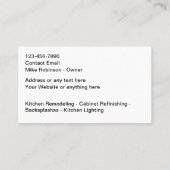 Keuken- en badbouwdiensten visitekaartje (Achterkant)