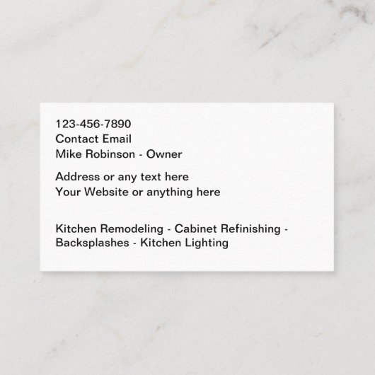 Keuken- en badbouwdiensten visitekaartje (Achterkant)