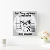 Keuken- en badkamerwand of drijvende vloer vierkante klok (Huis)