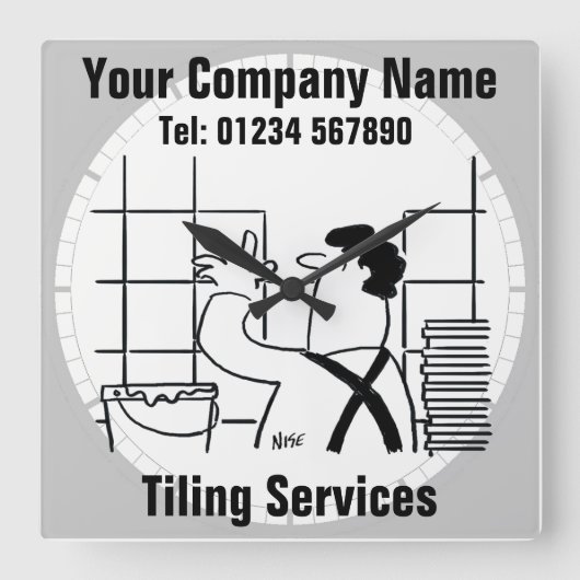 Keuken- en badkamerwand of drijvende vloer vierkante klok (Voorkant)