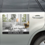Keuken- en badverbouwingsthema automagneet<br><div class="desc">Koele keuken en badrenovatie thema adverteren magnetische auto borden gemaakt met een afbeelding van een stijlvolle badkamer verbouwen voorbeeld en drie regels van aangepaste tekst die u online kunt personaliseren om uw bedrijf te promoten waar uw voertuig u ook brengt.</div>