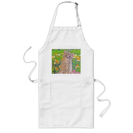 Keuken en bloemen lang schort (Voorkant)