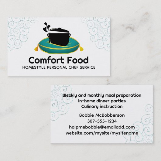 keuken- en keukenchef-kok- en keukengerei visitekaartje (Voorkant / Achterkant)