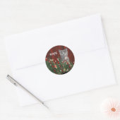 Keuken en omgevallen kerstboom ronde sticker (Envelop)