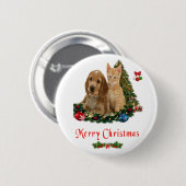 keuken en puppy met kerstmis ronde button 5,7 cm (Voorkant /achterkant)