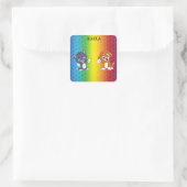 Keuken en puppy regenboog stickers. vierkante sticker (Tas)