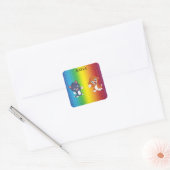 Keuken en puppy regenboog stickers. vierkante sticker (Envelop)