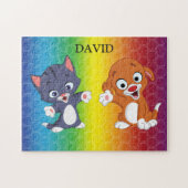 Keuken en puppy regenboogpuzzel op maat gemaakt. legpuzzel (Horizontaal)