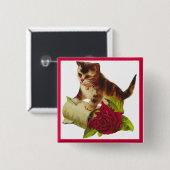 Keuken en Roos Vierkante Button 5,1 Cm (Voorkant /achterkant)