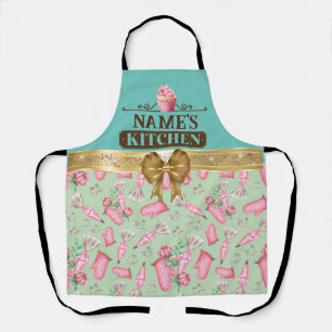 Keuken- en waterverf Roze taartje met eigen naam Schort