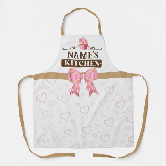 Keuken en waterverf van de benaming Roze cupcake Schort (Voorkant)