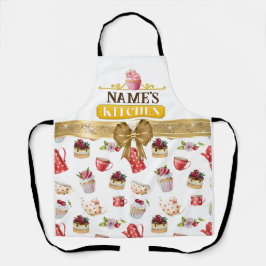 Keuken en waterverf van de benaming Roze cupcake Schort