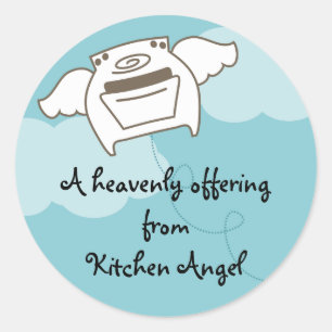 Keuken engel vliegende oven fornuis koken bakken . ronde sticker