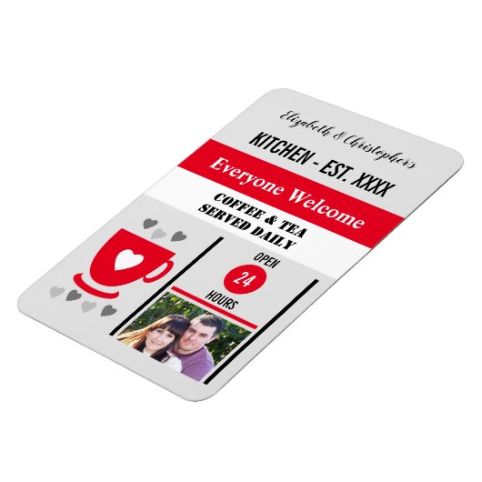 Keuken est jaar koffie thee rode foto magneet (Linkerzijde)