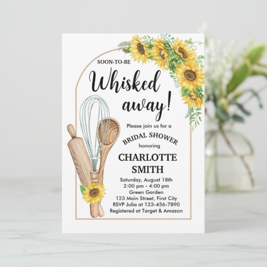 Keuken garde weggenomen bruidsuitnodiging zonneblo kaart (Staand voorkant)