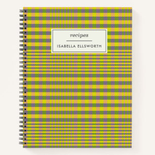 Keuken Geel Geruit Retro Plezier Gepersonaliseerd Notitieboek