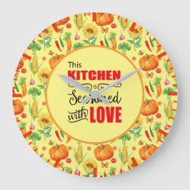 Keuken gekruid met liefde groente patroon grote klok