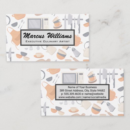 Keuken Gereedschap en apparatuur Patroon Visitekaartje (Voorkant / Achterkant)