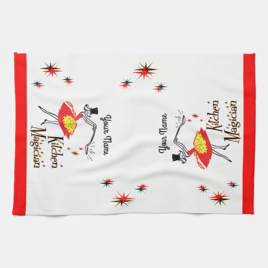 Keuken goochelaar aangepaste retro koken handdoek (Horizontaal)