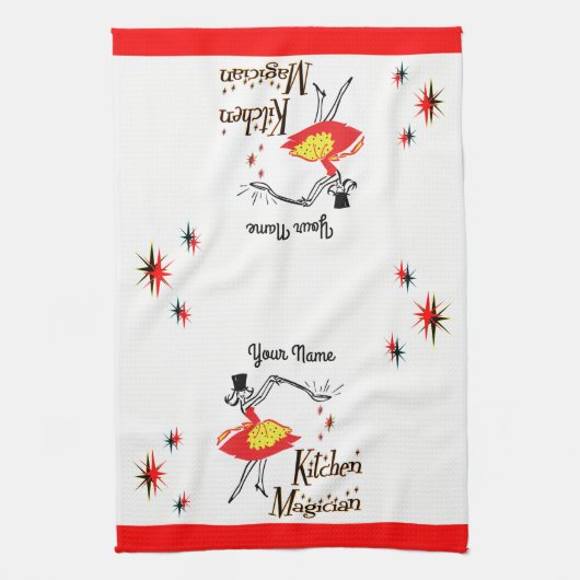 Keuken goochelaar aangepaste retro koken handdoek (Verticaal)