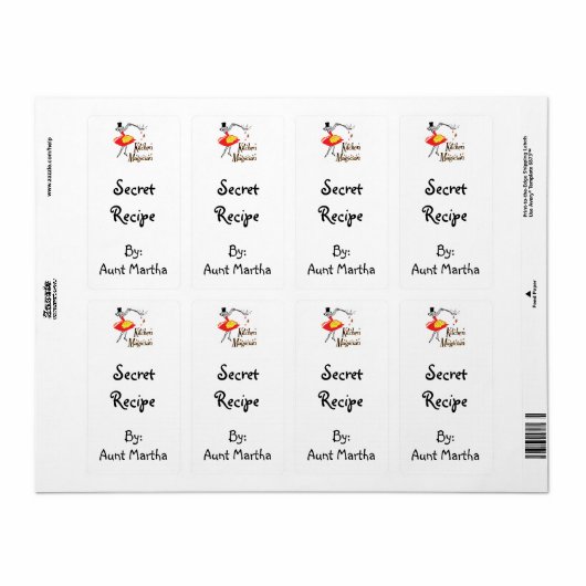 Keuken goochelaar aangepaste retro recept labels (Full Sheet)