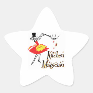 Keuken goochelaar retro koken Gezegde Ster Sticker