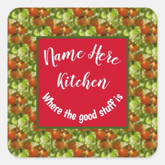Keuken Good Stuff Cherry Tomaten op maat Vierkante Sticker (Voorkant)