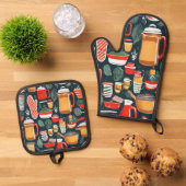 Keuken Guardian Oven Mitt en Pot Holder Set (Top down)