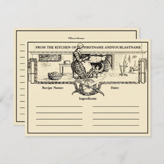  Keuken Haard Recept Kaart Sjabloon (Voorkant / Achterkant)