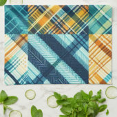 Keuken Handdoek Blauw Geel Geruit Plaid (Gevouwen)